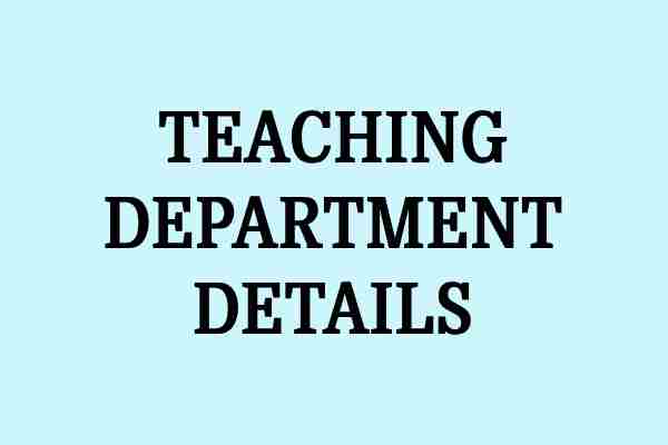 Teaching Department details